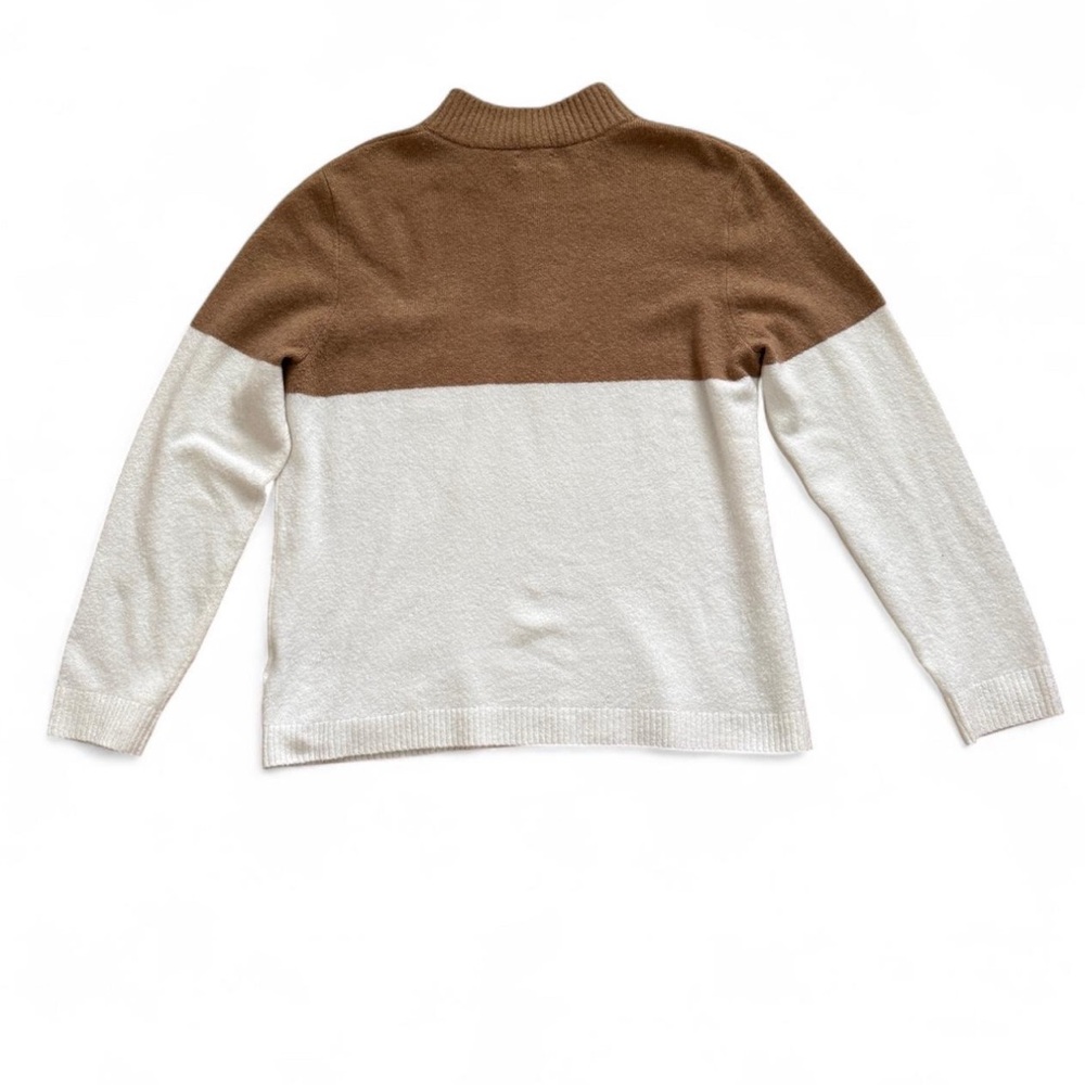 J. Crew Women’s Colorblock Quarter Zip Sweater Tan and Cream Size XL - Picture 4 of 5